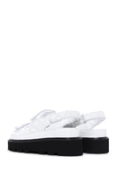 Women's White Leather Thick Soled Sandals | Derimod