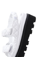 Women's White Leather Thick Soled Sandals | Derimod