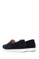 Women's Navy Blue Suede Leather Comfort Loafer | Derimod