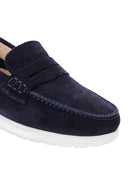 Women's Navy Blue Suede Leather Comfort Loafer | Derimod