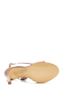 Women's Beige Patent Leather High Heeled Shoes | Derimod