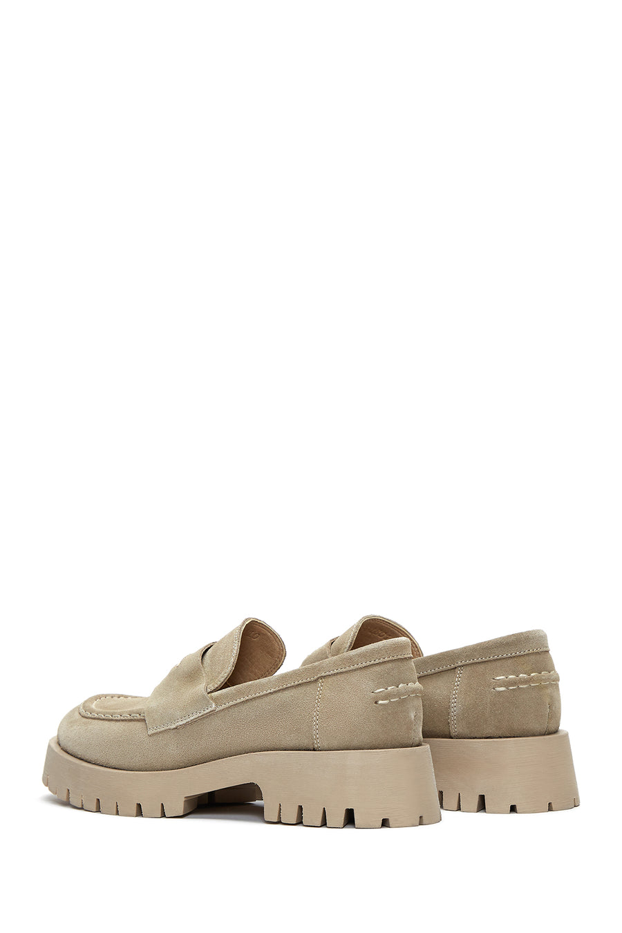 Kadın Bej Süet Deri Maskülen Loafer