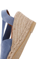 Women's Navy Blue Suede Leather Wedge Heel Espadrille | Derimod