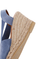 Women's Navy Blue Suede Leather Wedge Heel Espadrille | Derimod