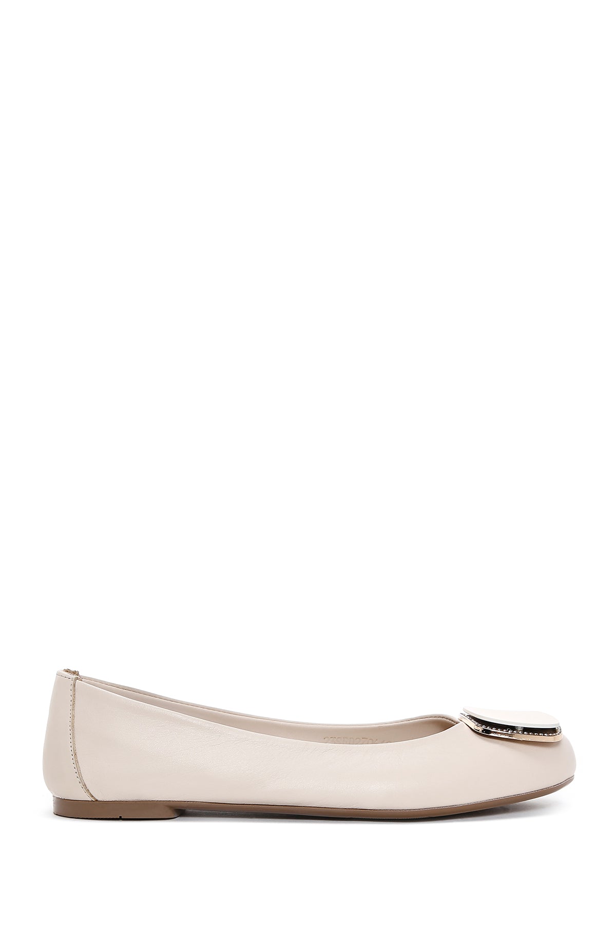 Women's Beige Leather Buckled Ballerinas 23SFD270618 | Derimod
