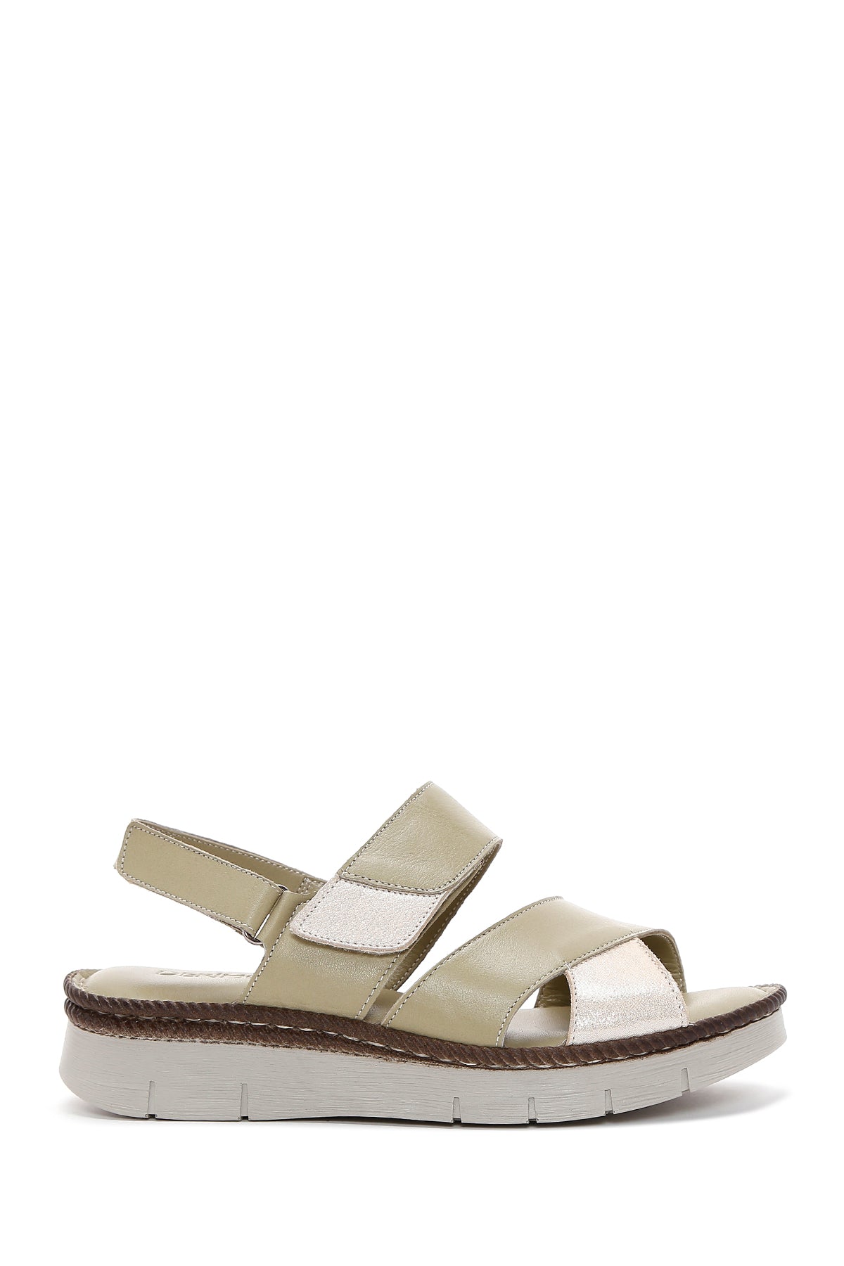 Women's Green Leather Comfort Sandals 23SFD320518 | Derimod