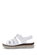 Women's White Leather Comfort Sandals | Derimod
