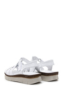 Women's White Leather Comfort Sandals | Derimod