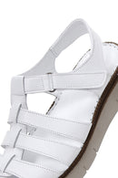 Women's White Leather Comfort Sandals | Derimod