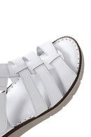 Women's White Leather Comfort Sandals | Derimod