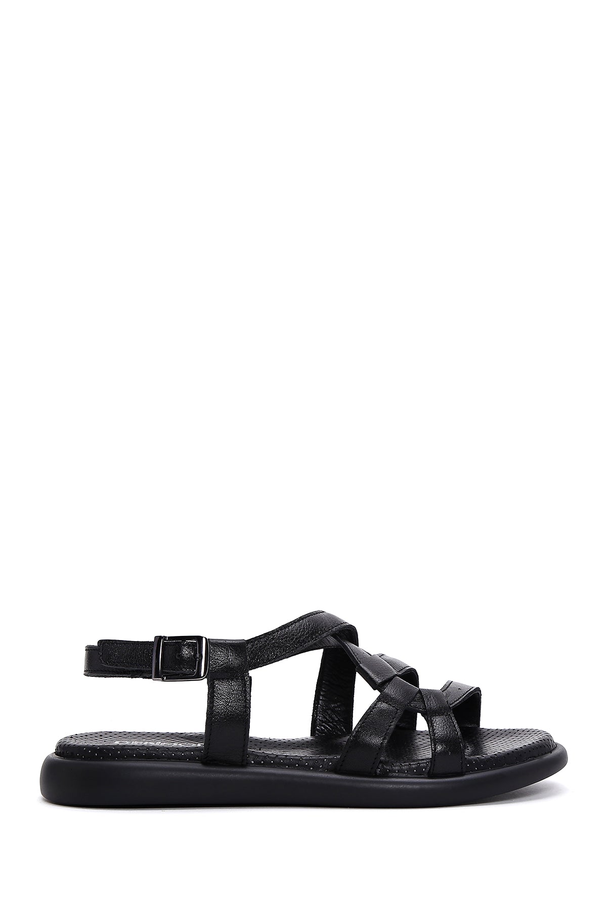 Women's Black Leather Comfort Sandals 23SFD360318 | Derimod