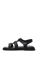 Women's Black Leather Comfort Sandals | Derimod