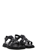 Women's Black Leather Comfort Sandals | Derimod