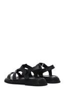 Women's Black Leather Comfort Sandals | Derimod
