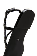 Women's Black Stone Flip Flops Sandals | Derimod