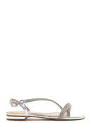 Women's Silver Stone Flat Sandals | Derimod