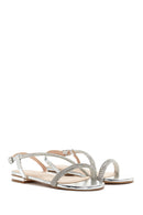 Women's Silver Stone Flat Sandals | Derimod