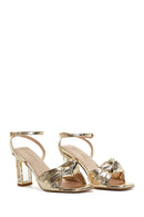 Women's Gold Thick Heeled Sandals | Derimod