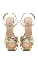 Women's Gold Thick Heeled Sandals | Derimod