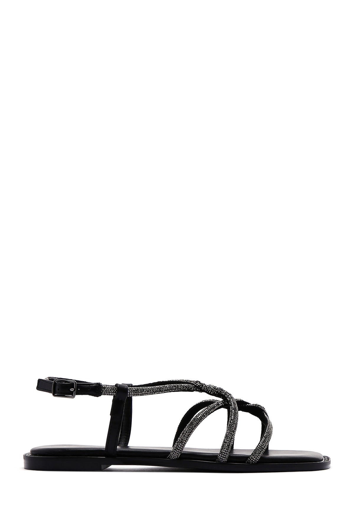 Women's Black Stone Flat Sandals 23SFD4422TS | Derimod
