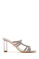 Women's Silver Stone Heeled Slippers | Derimod