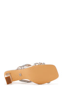 Women's Silver Stone Heeled Slippers | Derimod