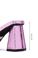 Women's Lilac Snake Patterned Thick Heeled Slippers | Derimod