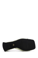 Women's Green Snake Patterned Thick Heeled Slippers | Derimod