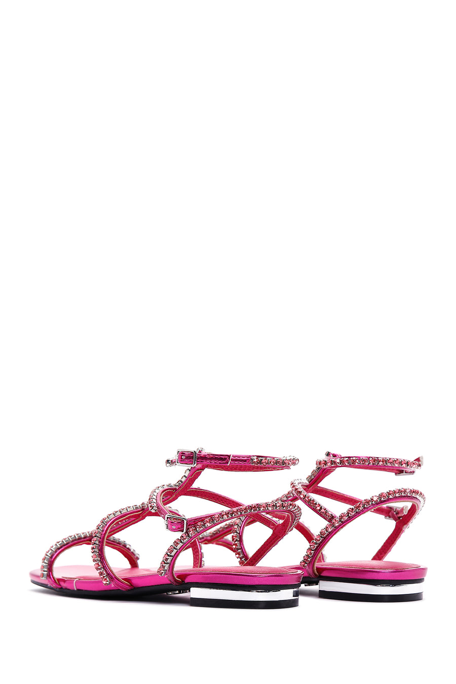 Women's Pink Stone Flat Sandals