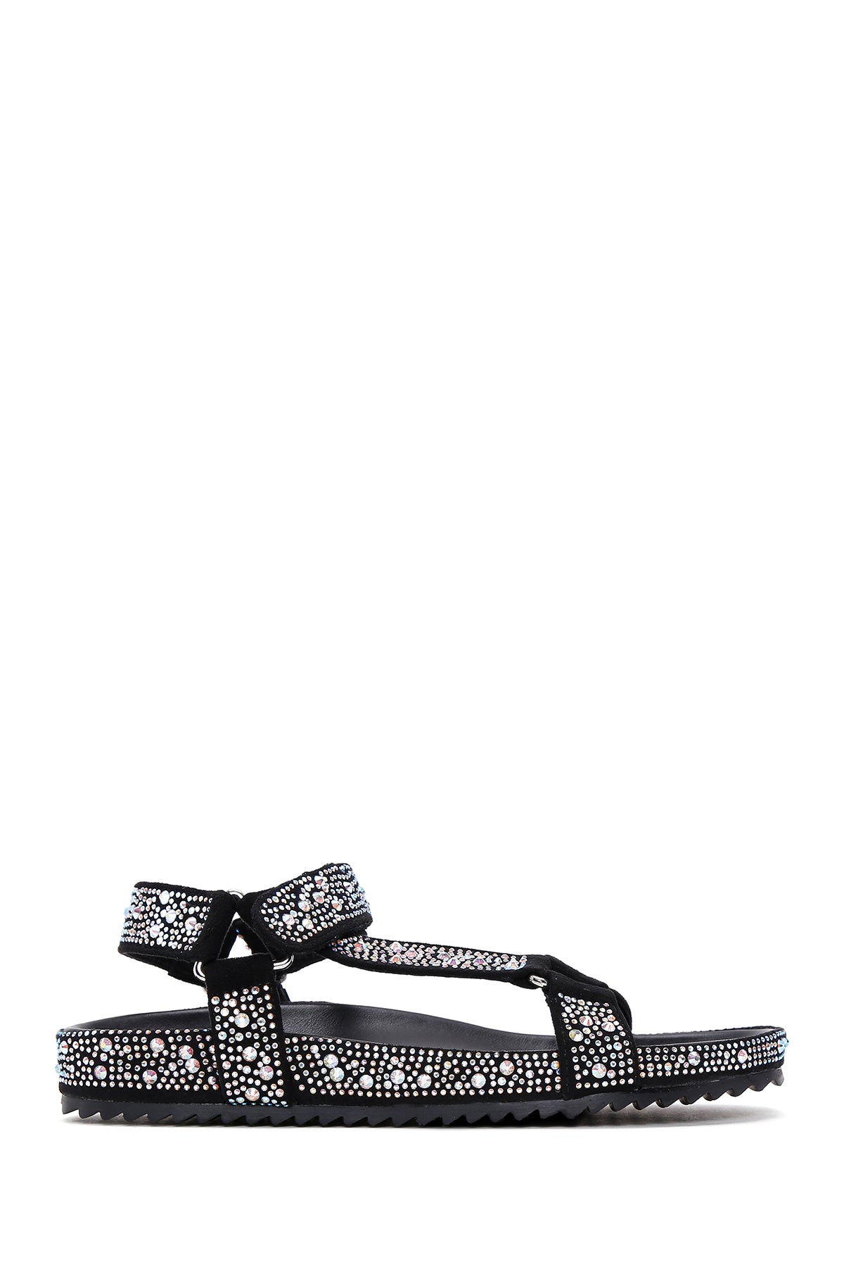 Women's Black Stone Flat Sandals 23SFD444014 | Derimod