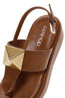 Women's Tan Thick Soled Flat Sandals | Derimod