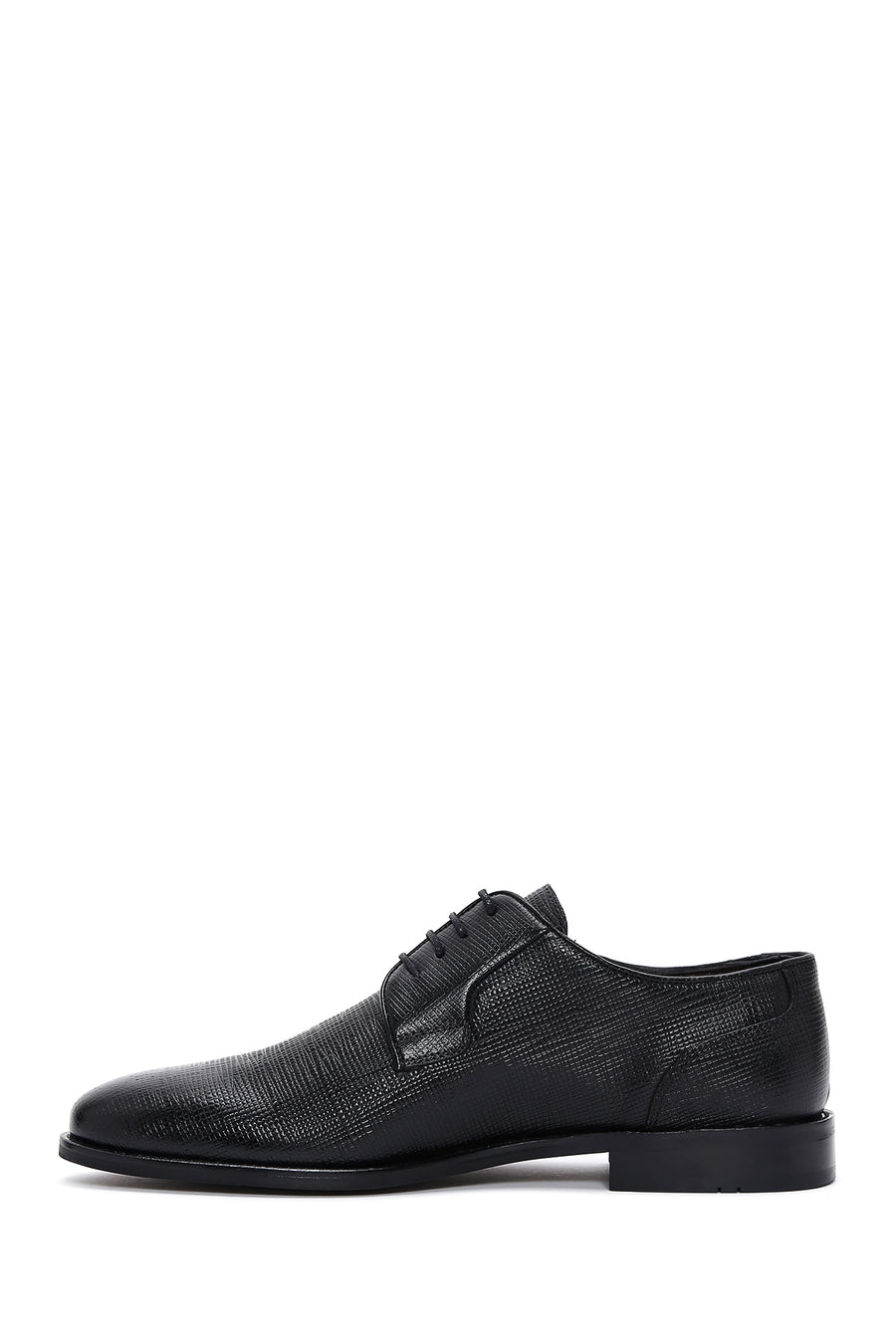 Men's Black Leather Printed Classic Shoes