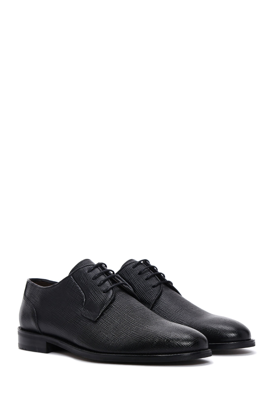 Men's Black Leather Printed Classic Shoes