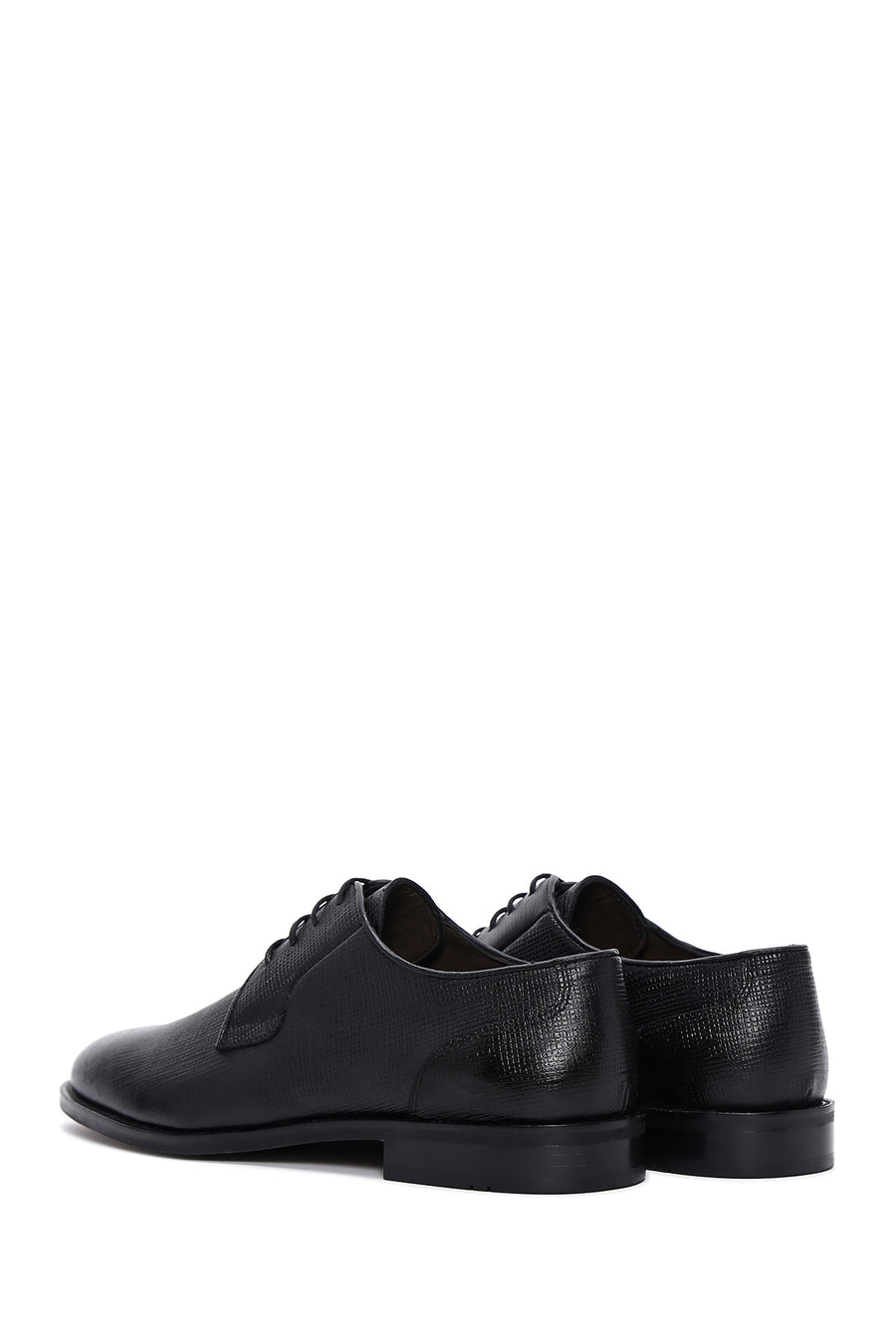 Men's Black Leather Printed Classic Shoes