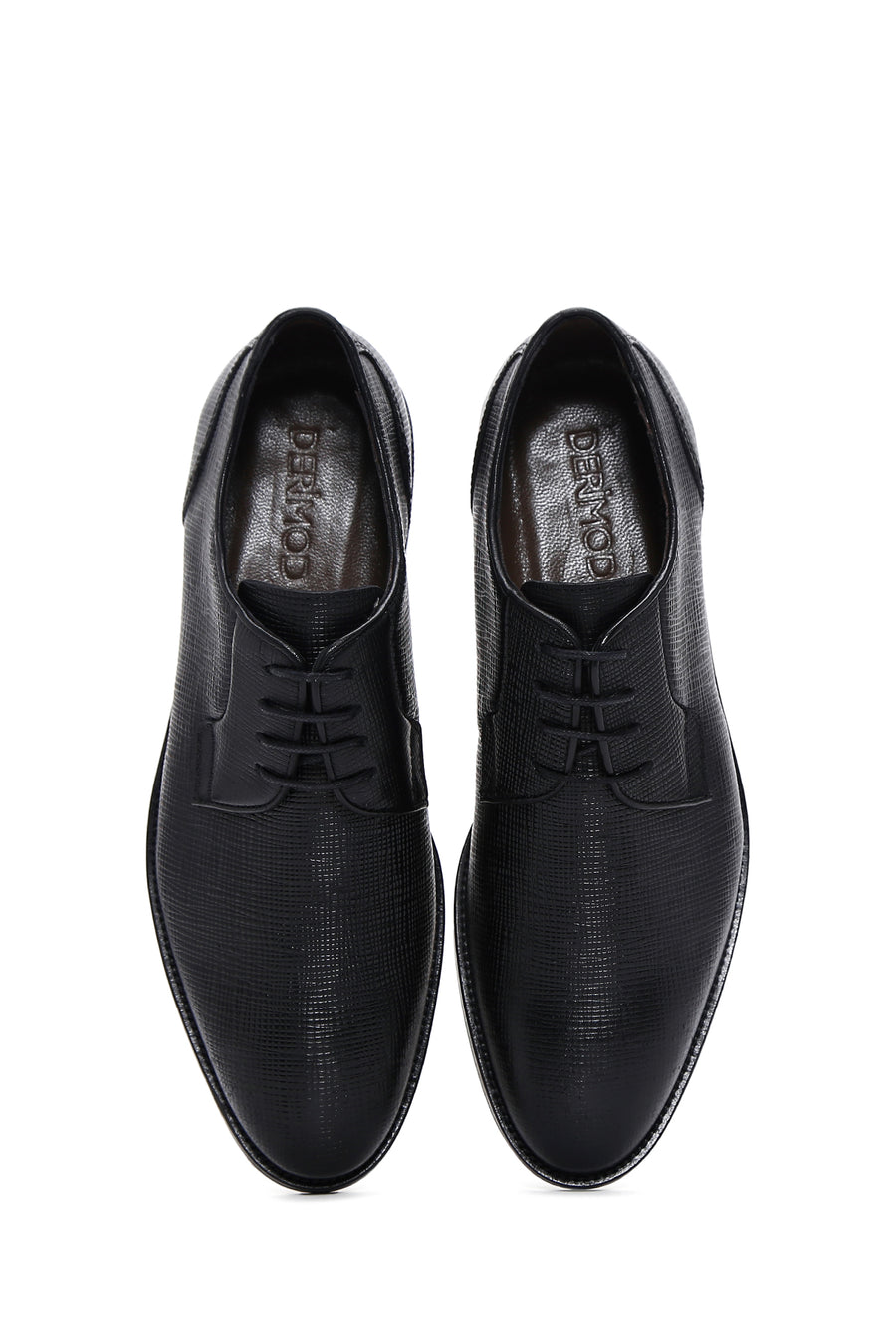 Men's Black Leather Printed Classic Shoes