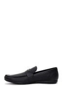 Men's Black Leather Printed Classic Loafer | Derimod