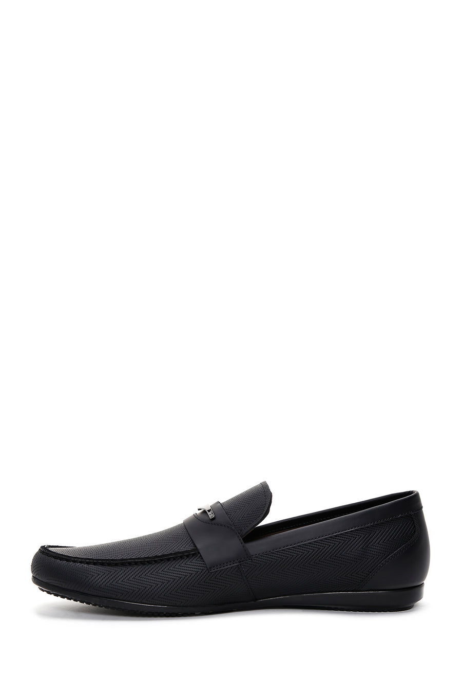 Men's Black Leather Printed Classic Loafer