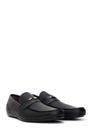 Men's Black Leather Printed Classic Loafer | Derimod