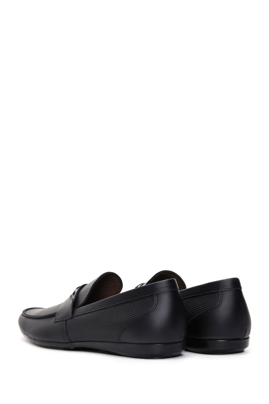 Men's Black Leather Printed Classic Loafer