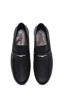 Men's Black Leather Printed Classic Loafer | Derimod