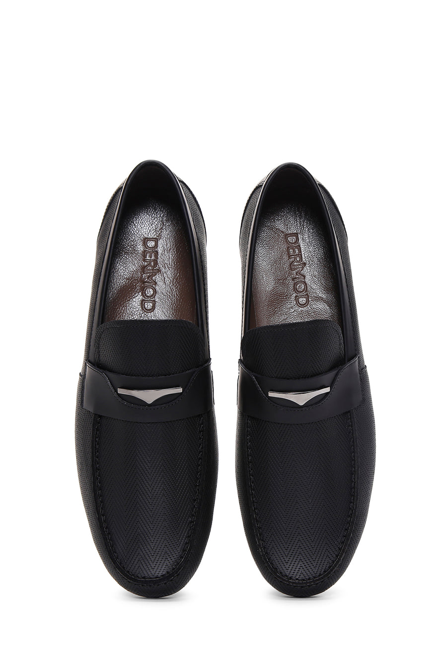 Men's Black Leather Printed Classic Loafer