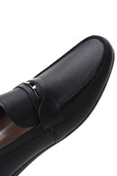 Men's Black Leather Printed Classic Loafer | Derimod