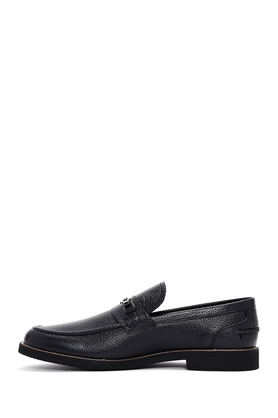 Men's Black Leather Buckle Classic Loafer