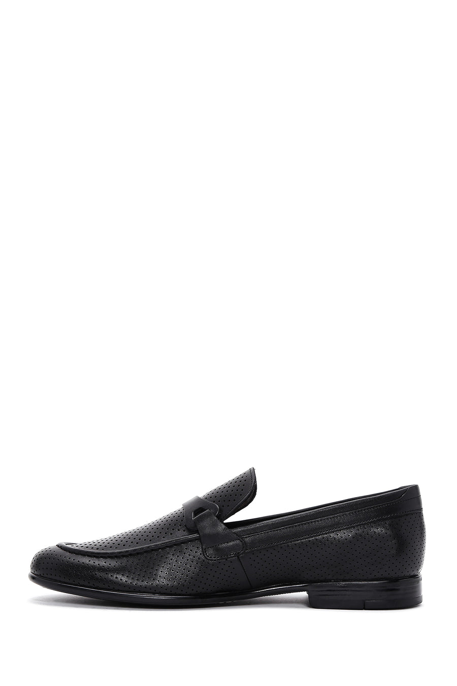 Men's Black Leather Printed Classic Loafer