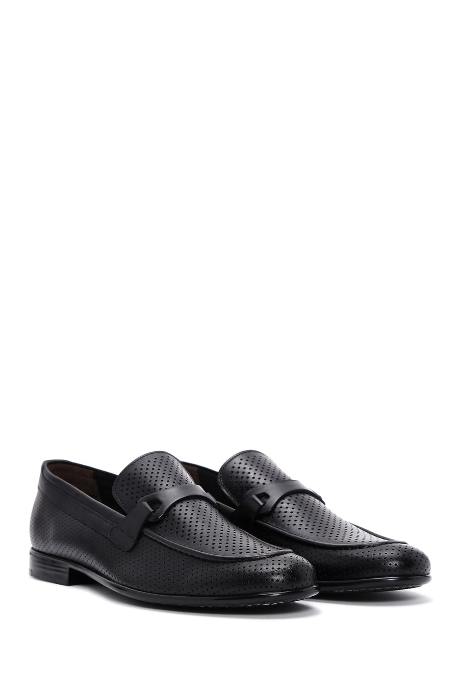 Men's Black Leather Printed Classic Loafer