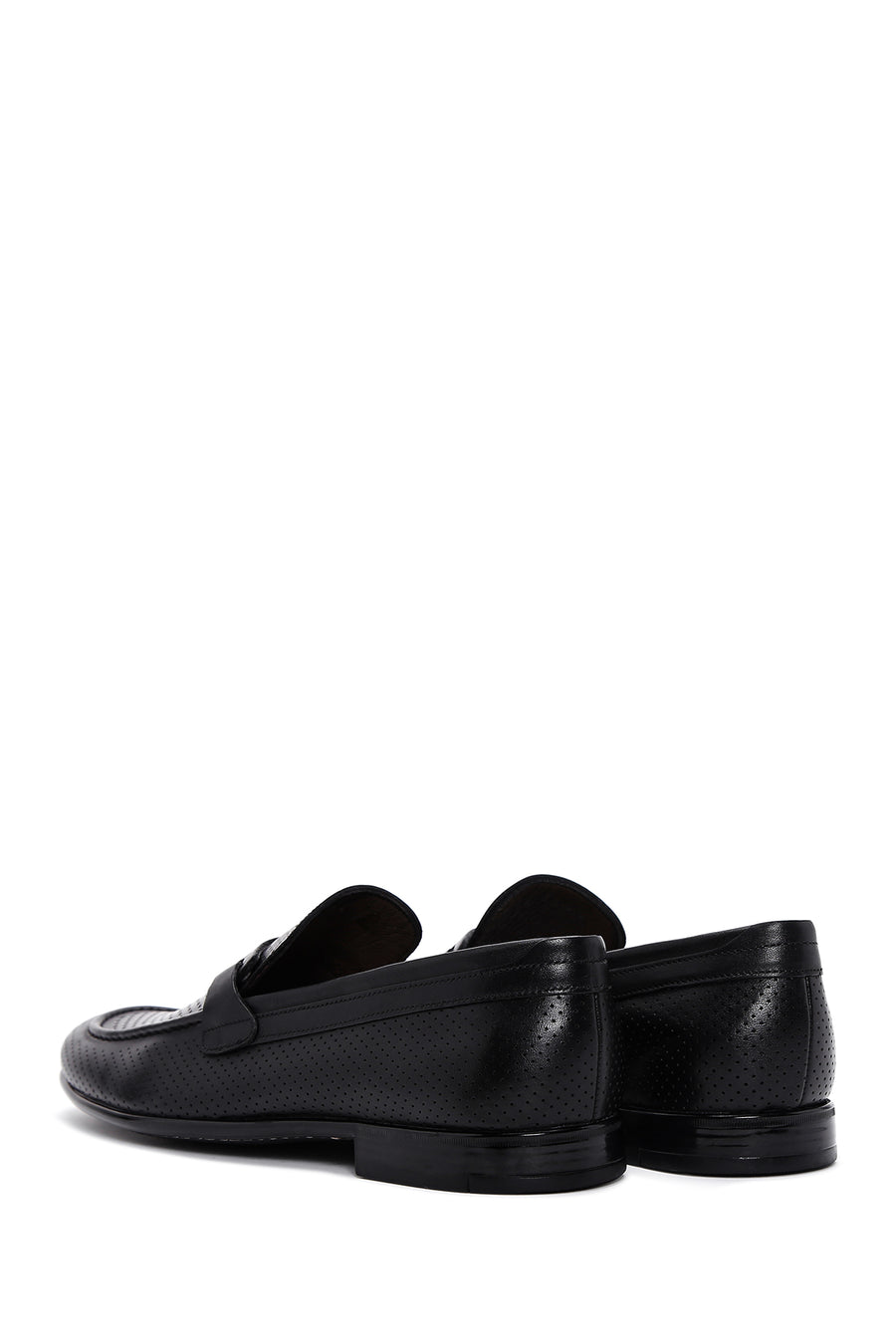 Men's Black Leather Printed Classic Loafer