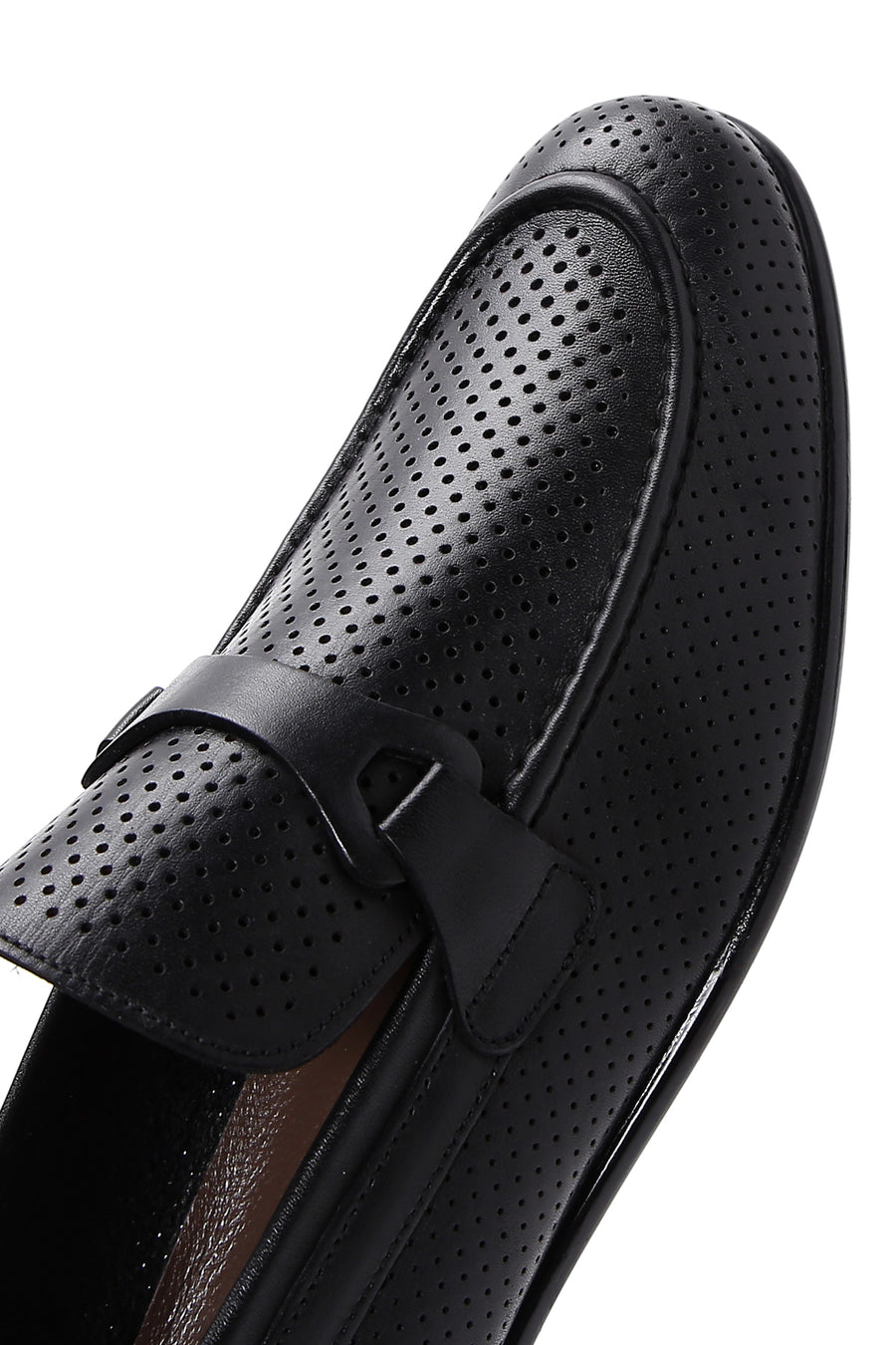 Men's Black Leather Printed Classic Loafer