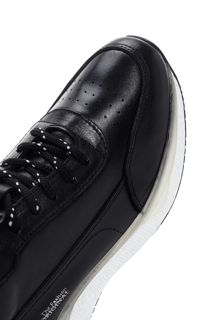 Erkek Siyah Kalın Tabanlı Deri Sneaker