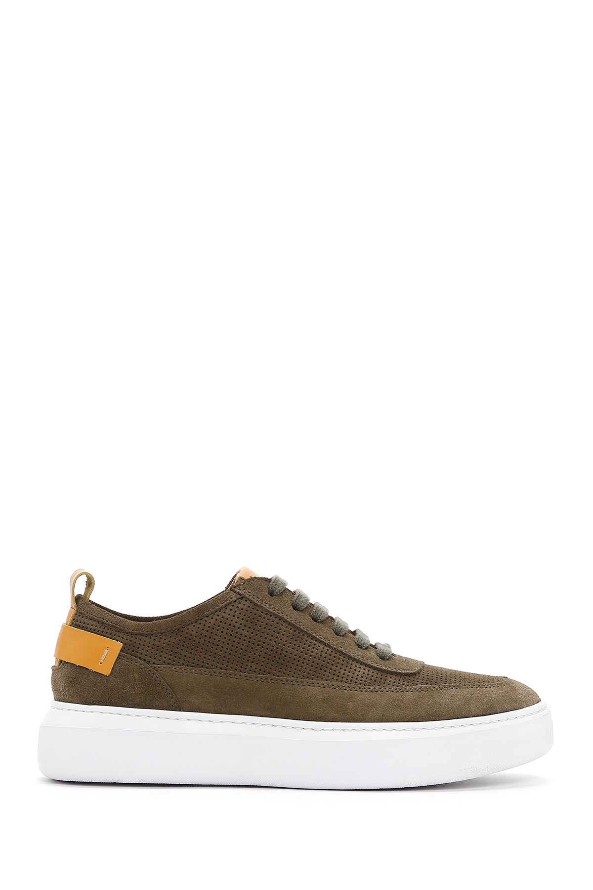 Men's Khaki Suede Leather Thick Soled Sneaker 23SFD608110 | Derimod