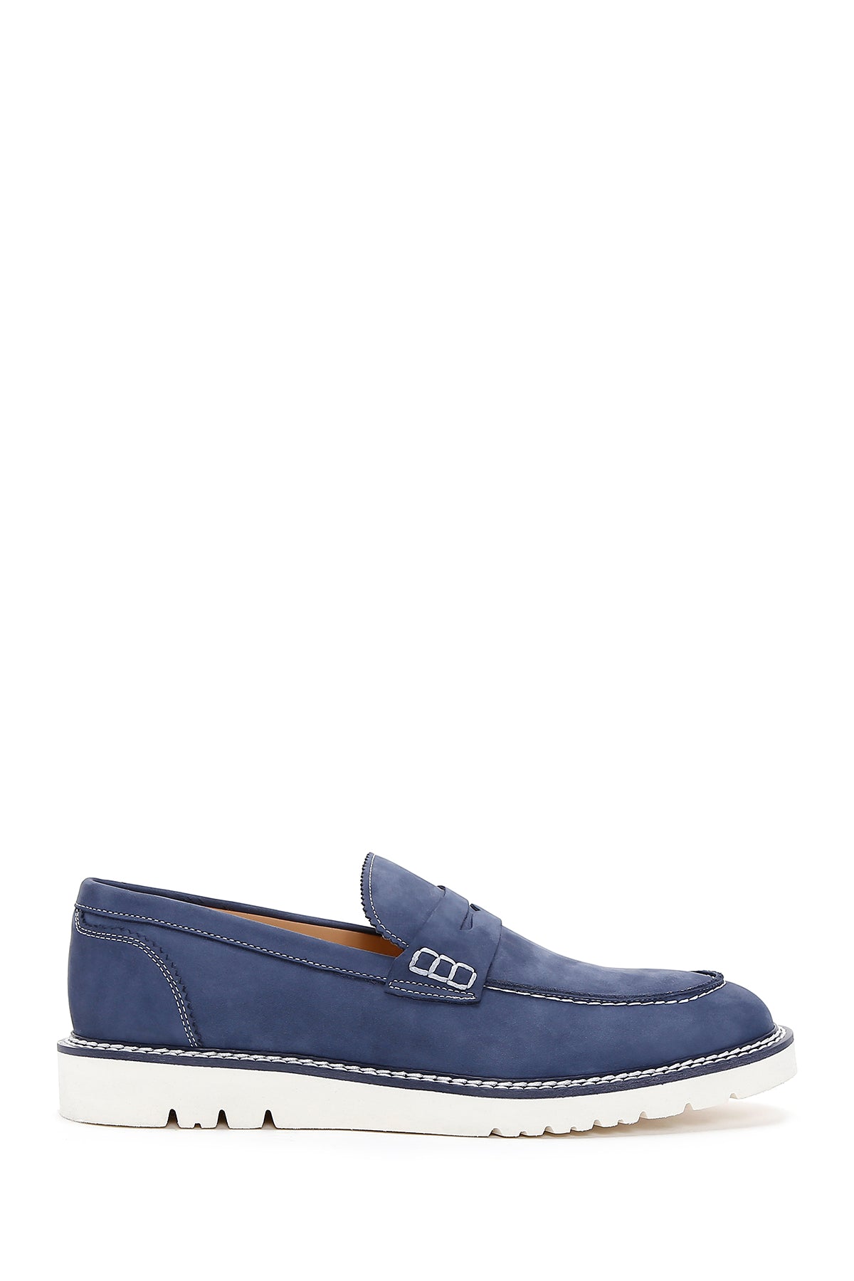 Men's Blue Nubuck Leather Casual Loafer 23SFD6121V3 | Derimod